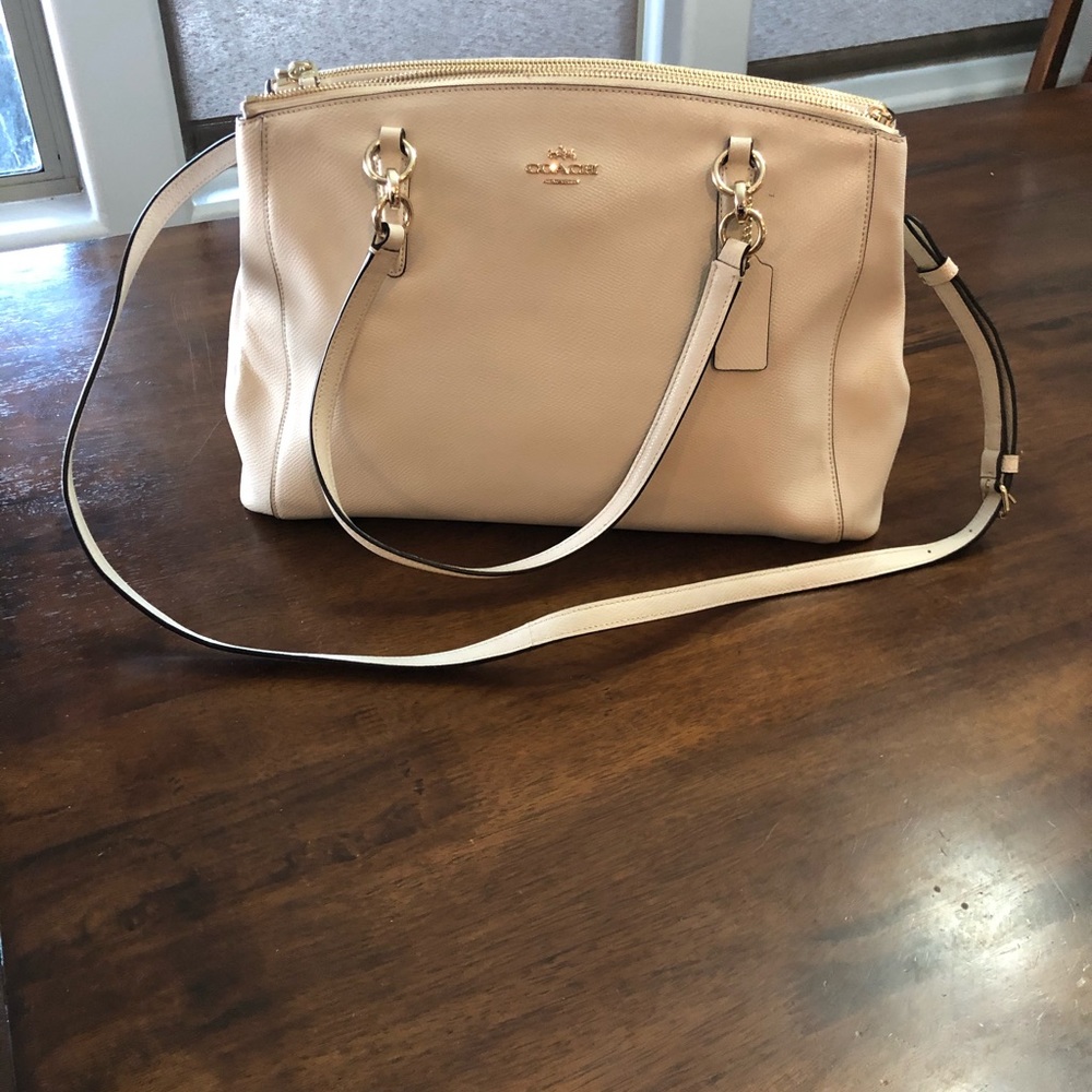Coach White Handbag with black trim